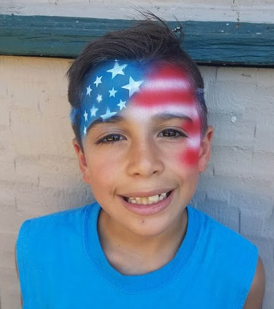 Patriotic American flag Face paint design airbrush 