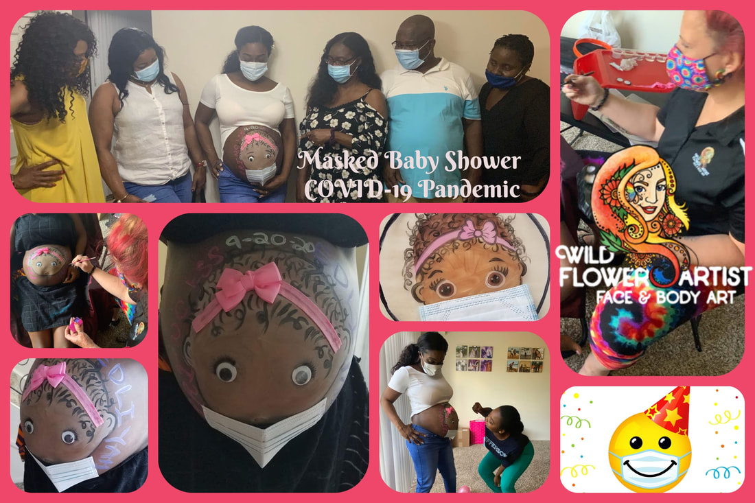 Masked Baby Shower COVID-19 Pandemic Collage