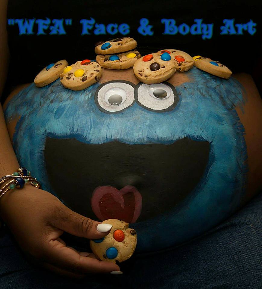 Cookie Monster Pregnant Belly Art