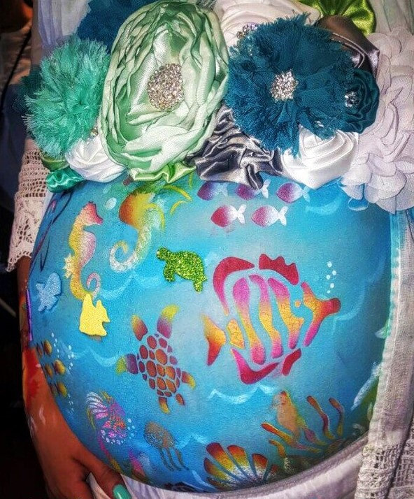 Fishing bowl pregnant belly painting