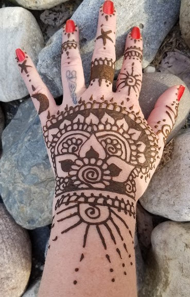 Moon and stars henna tattoo