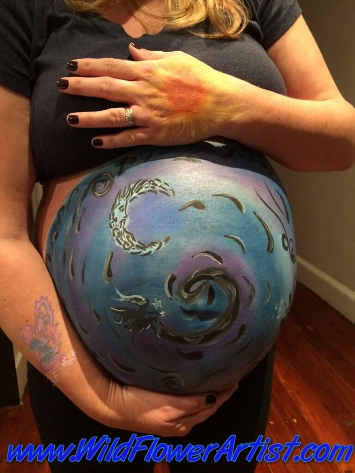 moon pregnant belly art