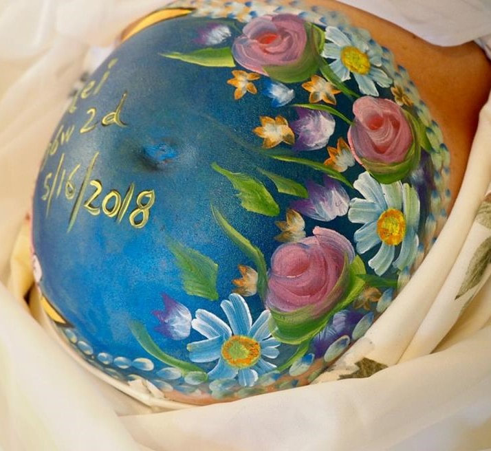 Pregnant Belly Painting flower design