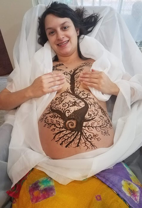 pregnant mom tree of life pregnant belly henna design