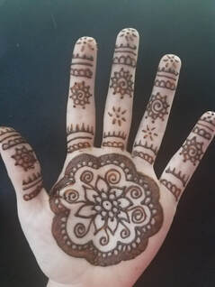 Flower on palm of hand henna design 3