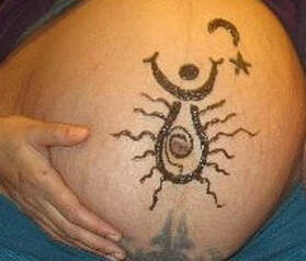 moon goodness pregnant belly art henna paste